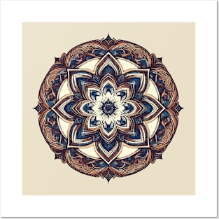 Mandala Brown Blue 1 Posters and Art